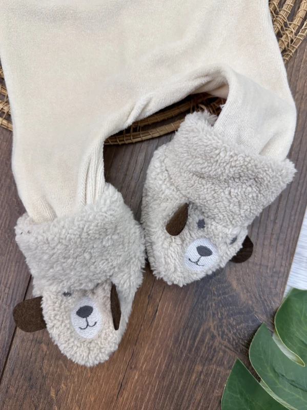 Kadife Patikli Sırttan Çıtçıtlı Erkek Bebek Tulum