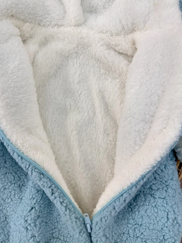 Çift Kat Wellsoft Kürklü Fermuarlı Kapüşonlu Unisex Kışlık Bebek Tulum - YEŞİL