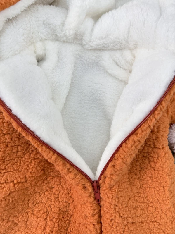 Çift Kat Wellsoft Kürklü Fermuarlı Kapüşonlu Unisex Kışlık Bebek Tulum - YEŞİL