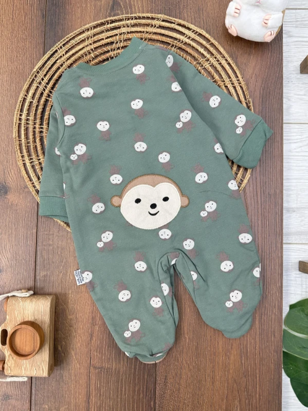 Çıtçıtlı Hayvan Figürlü Erkek Bebek Tulum
