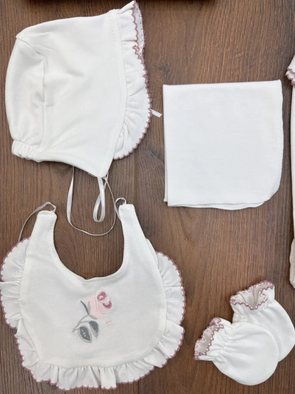%100 Pamuk Yenidoğan Kız Bebek Hastane Çıkışı 10lu Set