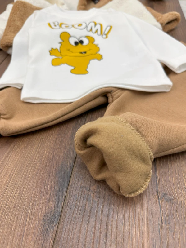 Wellsoft Ceket Badili 3 İplik İçi Şardonlu Alt  3lü Kışlık Erkek Bebek Takım
