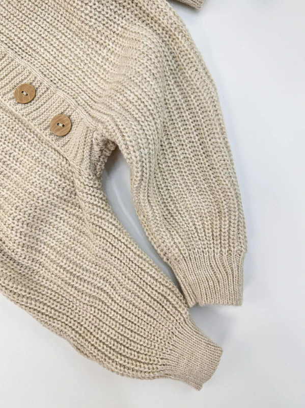 Örme Triko Bereli Düğmeli Unisex Kışlık Bebek Tulum