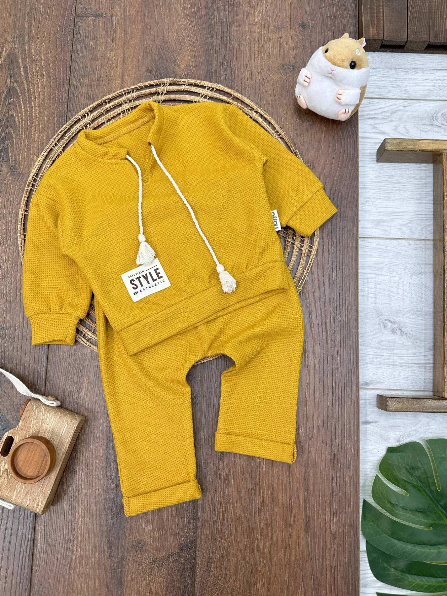İpli Hakim Yaka Style Erkek Bebek Takım - SARI