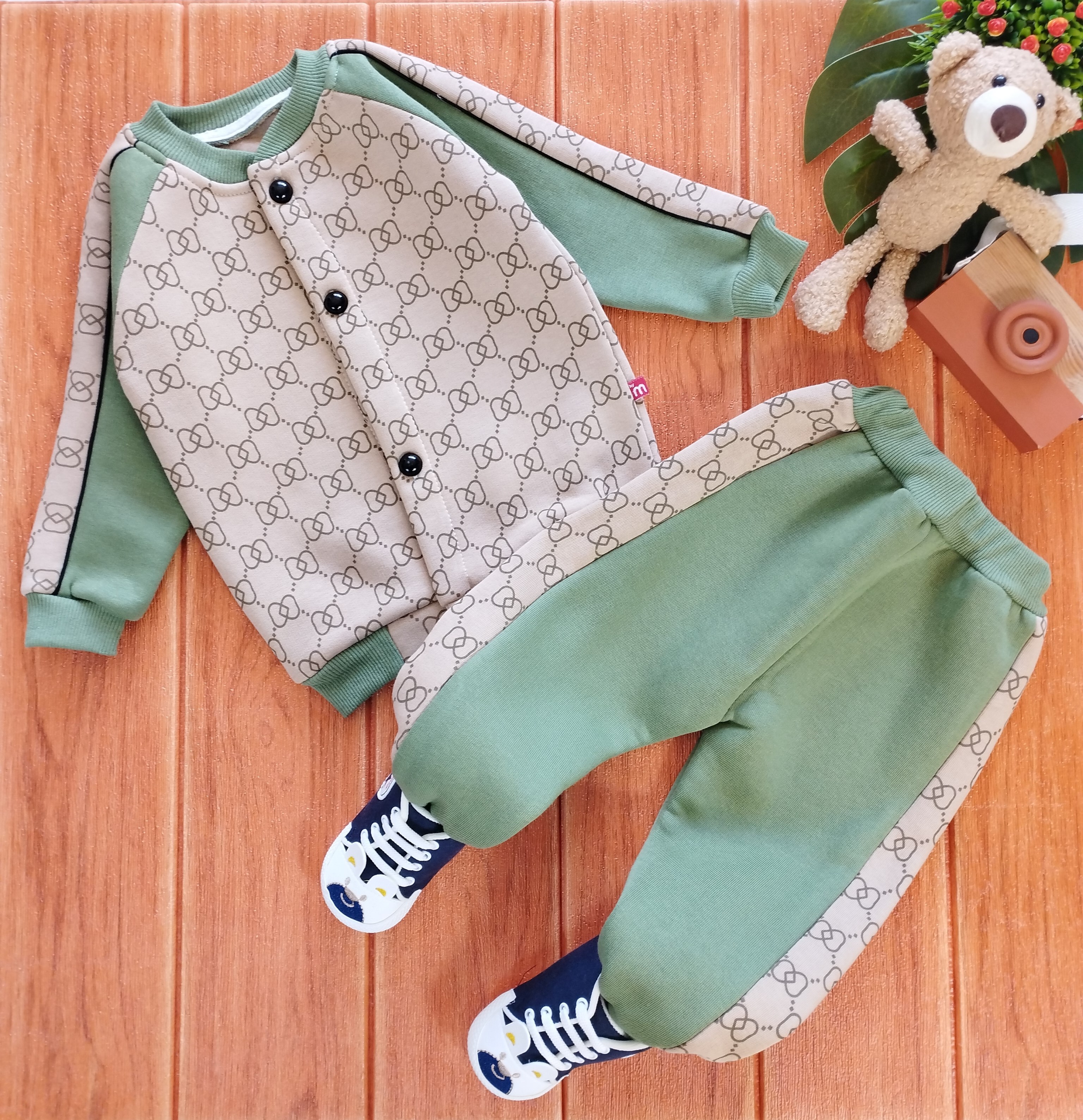 Gucci Düğmeli İçi Şardonlu 2li Takım - YEŞİL
