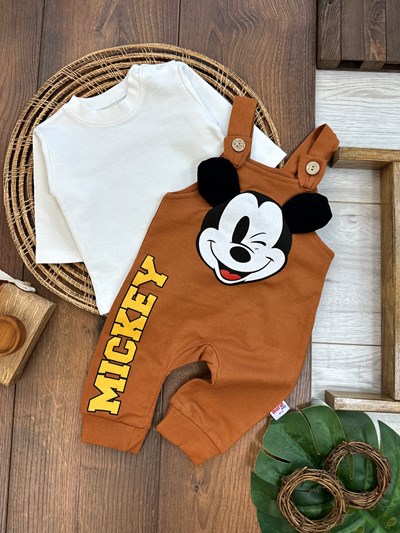 Mickey Mouse Figürlü Badili Salopet Takım
