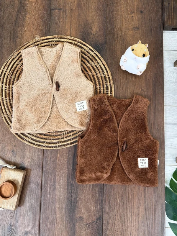 Bebek Yelek Wellsoft Peluş Düğmeli Kışlık 2li Set