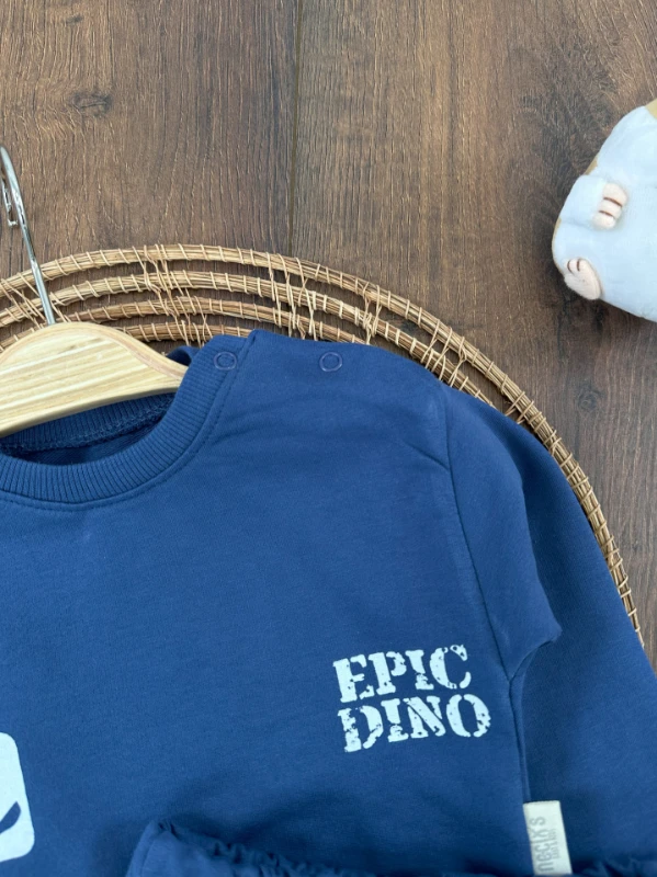 Erkek Bebek Takım Epic Dino Omuzdan Çıtçıtlı Mevsimlik Bebek Takım