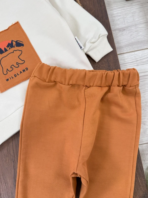 Erkek Bebek Takım Wildland Ayıcık Yamalı Omuzdan Çıtçıtlı Mevsimlik Bebek Takım