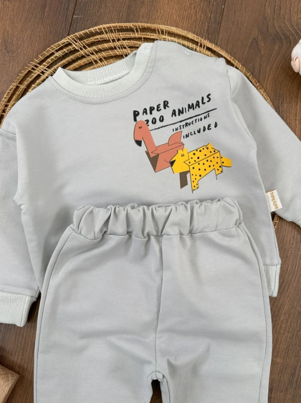 Paper Zoo Omuzdan Çıtçıtlı Erkek Bebek Takım