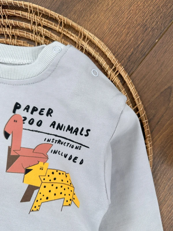 Paper Zoo Omuzdan Çıtçıtlı Erkek Bebek Takım