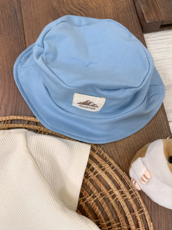 Oversize Geniş Kalıp Safari Şapkalı Cep Detaylı Omuzdan Çıtçıtlı Waffle Tshirt Yazlık Erkek Bebek Takım