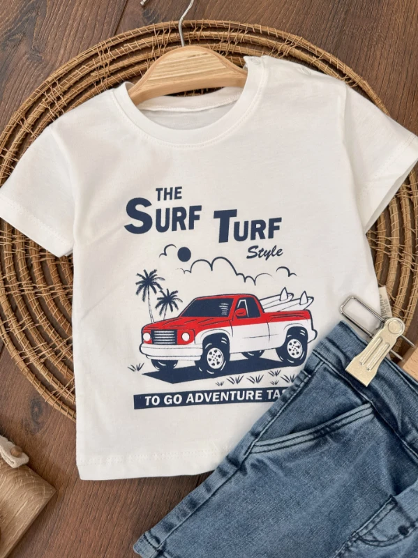 Adventure Likralı Kot Short Omuzdan Çıtçıtlı T-shirt Yazlık Erkek Bebek/Baby Takım
