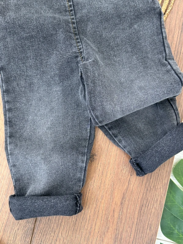 2-3-4-5 Yaş Likralı Ayıcık Oyuncaklı Unisex Kot Salopet Tulum