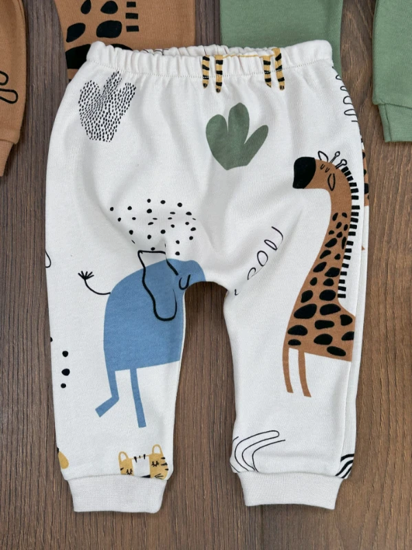 Yenidoğan Organik Pamuk Erkek Bebek Pantolon 3lü Set
