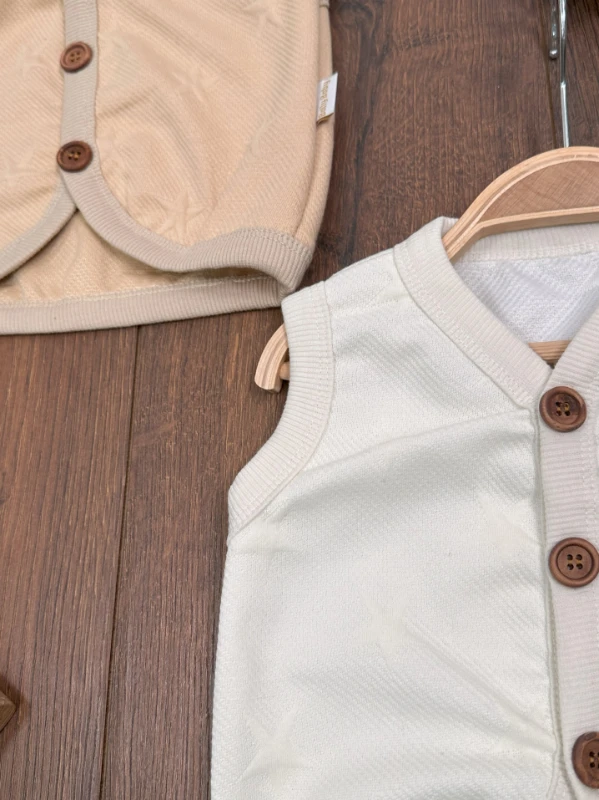 Bebek Yelek Yıldız Desen Mevsimlik Unisex Bebek Yelek 2li Set