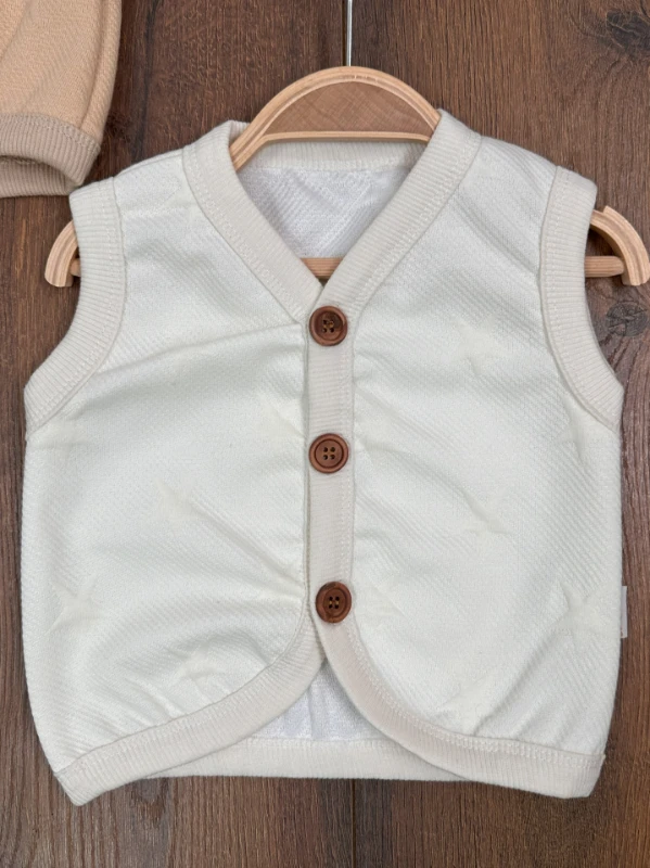 Bebek Yelek Yıldız Desen Mevsimlik Unisex Bebek Yelek 2li Set