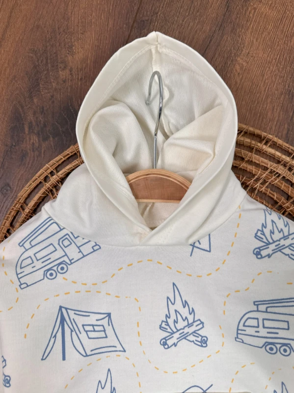 Camping Kapüşonlu Kanguru Cep 2li Erkek Bebek Takım
