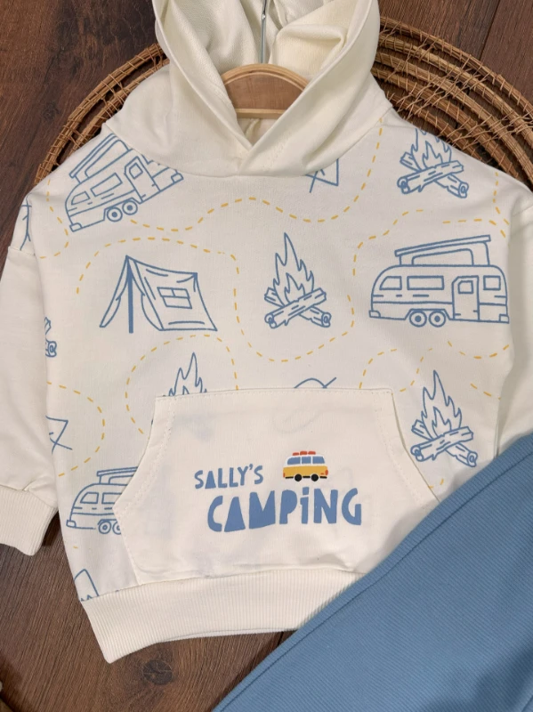 Camping Kapüşonlu Kanguru Cep 2li Erkek Bebek Takım