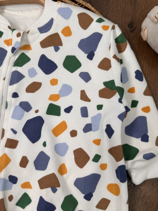 %100 Pamuk  Baskılı İçi Astarlı Unisex Bebek Uyku Tulumu