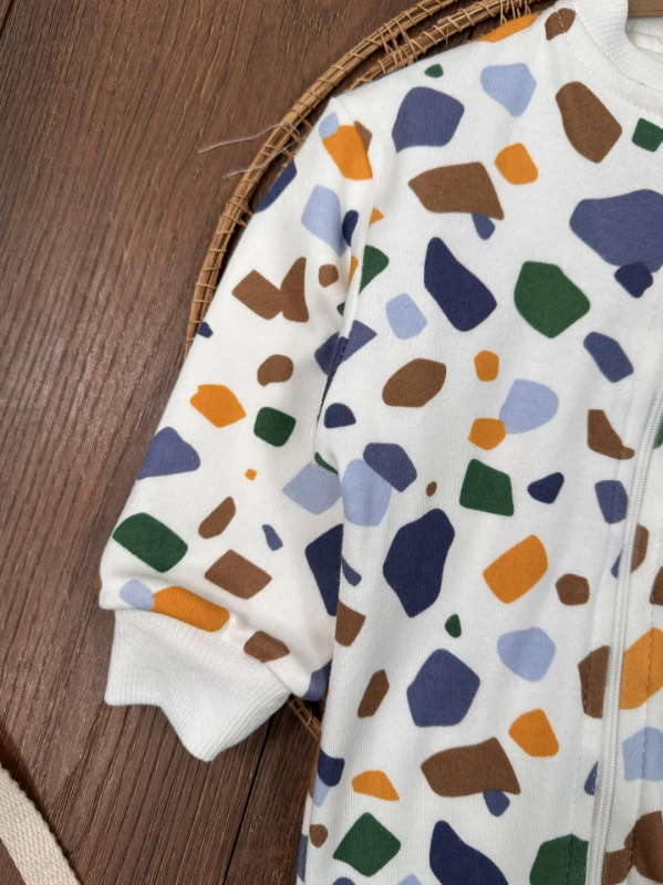 %100 Pamuk  Baskılı İçi Astarlı Unisex Bebek Uyku Tulumu