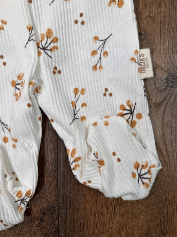 Peluş Yelekli Çiçek Desenli Önden Çıtçıtlı Kaşkorse Esnek Kız Bebek Tulum