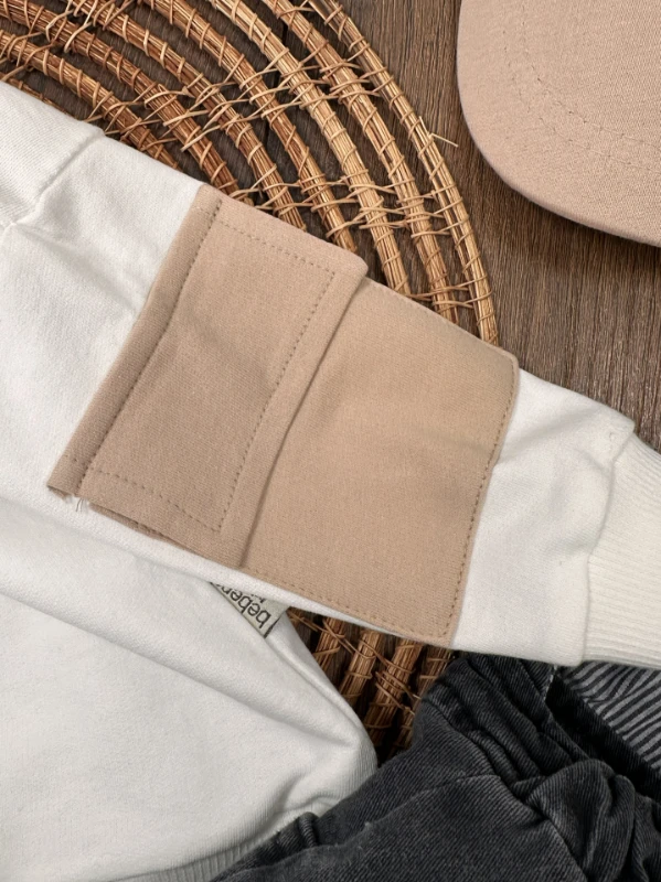 Salopet Şapkalı Cep Detaylı Likralı Kot Salopet Erkek Bebek Takım