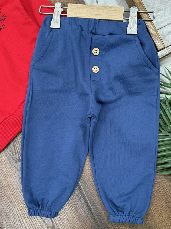 Polo Yaka Araba Oyuncaklı Oversize Geniş Kalıp 2li Erkek Bebek/Çocuk Takım