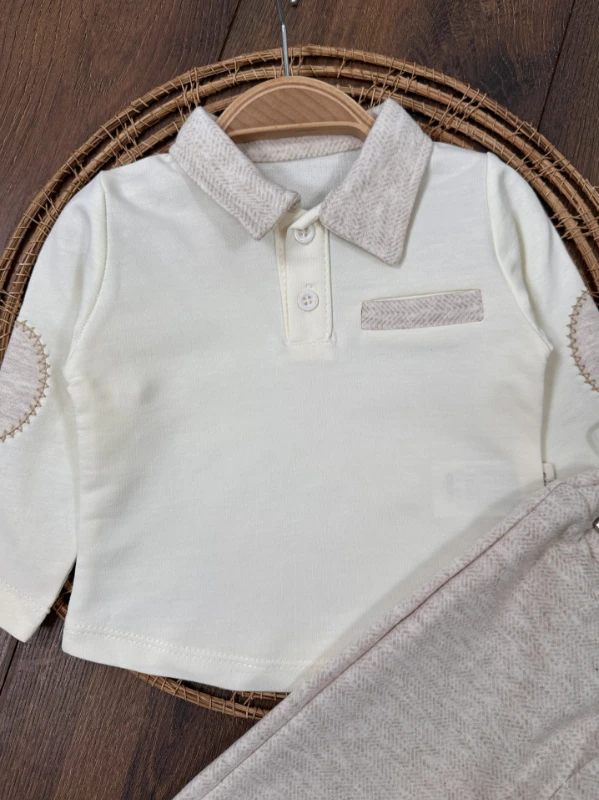 Polo Yaka Yama Detaylı 2li Erkek Bebek Takım