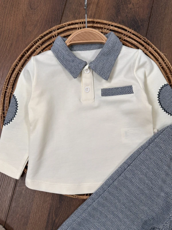 Polo Yaka Yama Detaylı 2li Erkek Bebek Takım
