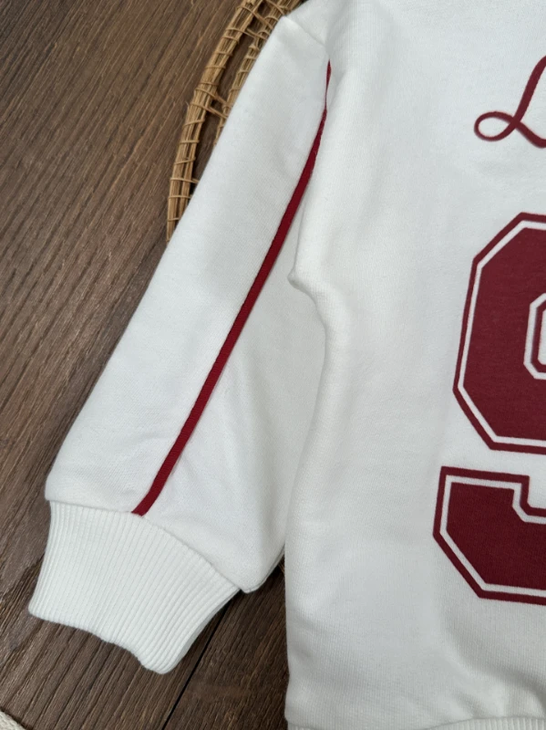 95 Baskılı Nakışlı Bereli Geniş Kalıp 3lü Erkek Bebek/Çocuk Takım