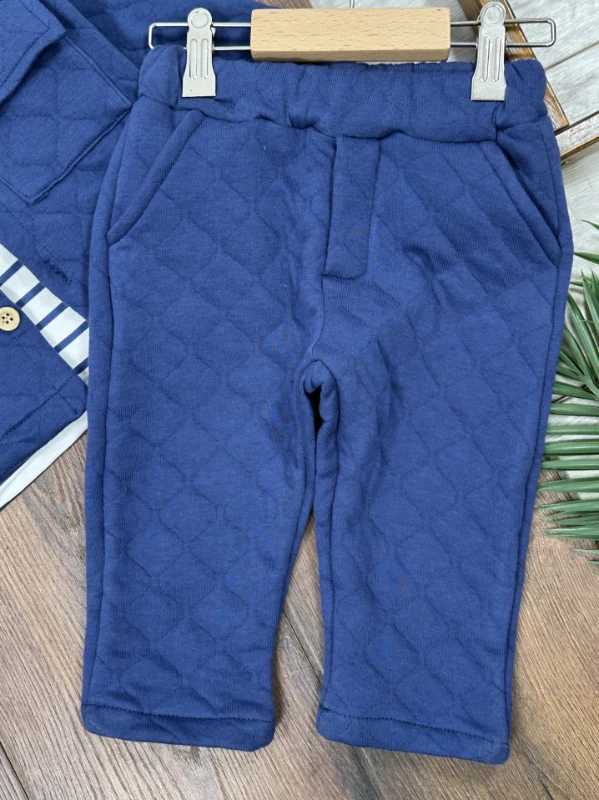 Kapitone Safari Model Şeritli Badi 3lü Erkek Bebek/Çocuk Takım