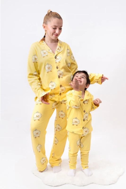 Anne Boy Ördek Desen %100 Pamuk  Mevsimlik Pijama Takımı (AYRI AYRI SATIN ALINIR)