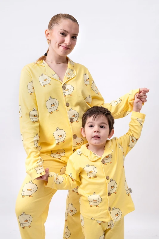 Çocuk Boy Ördek Desen %100 Pamuk Mevsimlik Kız Çocuk Pijama Takımı (AYRI AYRI SATIN ALINIR)