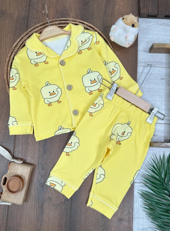 Çocuk Boy Ördek Desen %100 Pamuk Mevsimlik Kız Çocuk Pijama Takımı (AYRI AYRI SATIN ALINIR)