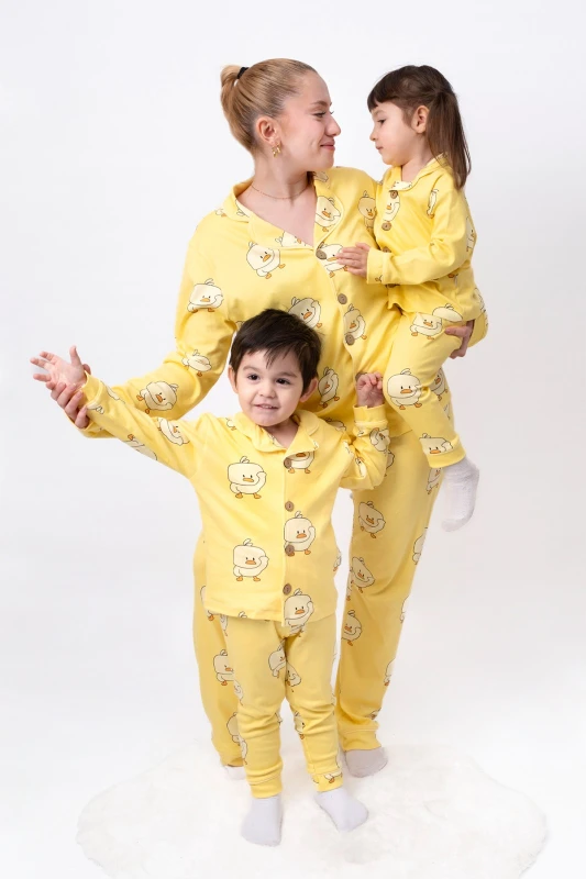 Çocuk Boy Ördek Desen %100 Pamuk Mevsimlik Kız Çocuk Pijama Takımı (AYRI AYRI SATIN ALINIR)