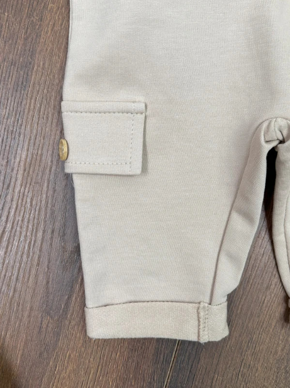 Safari Şapkalı Şeritli Sweatshirt Salopet Erkek Bebek Takım
