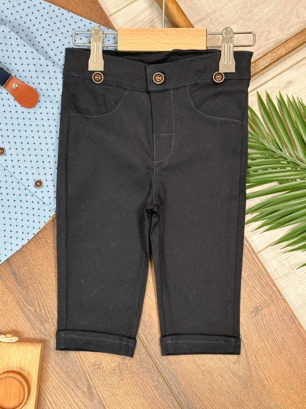 Askı Kemerli Şapkalı Papyonlu Likralı Gabardin Pantolon Keten Gömlek 5li Erkek Bebek Takım
