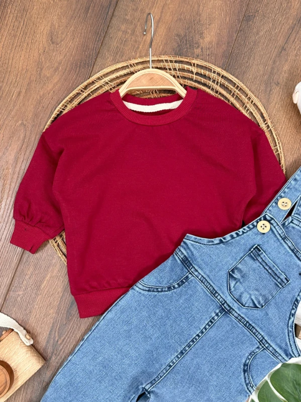 Salopet Likralı Kot Sweatshirt Oversize Unisex Salopet Kot Bebek Takım