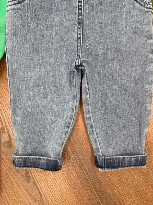 Salopet Likralı Kot Sweatshirt Oversize Unisex Salopet Kot Bebek Takım