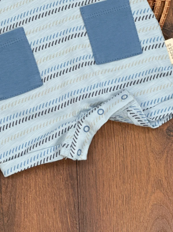 Polo Yaka Etnik Desen Alttan Çıtçıtlı Yazlık Erkek Bebek Tulum