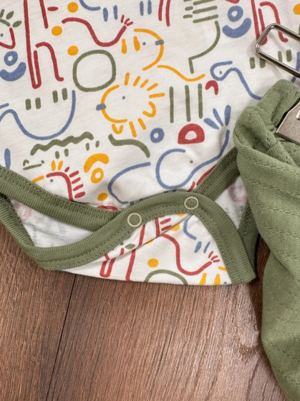 Polo Yaka Etnik Desen Alttan Çıtçıtlı Yazlık Erkek Bebek Takım