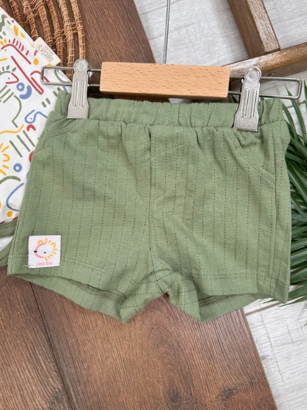 Polo Yaka Etnik Desen Alttan Çıtçıtlı Yazlık Erkek Bebek Takım