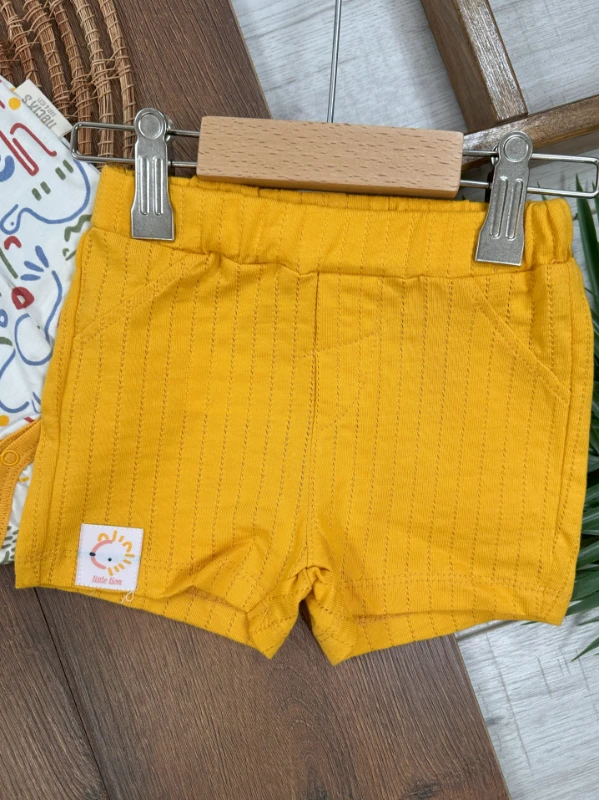 Polo Yaka Etnik Desen Alttan Çıtçıtlı Yazlık Erkek Bebek Takım