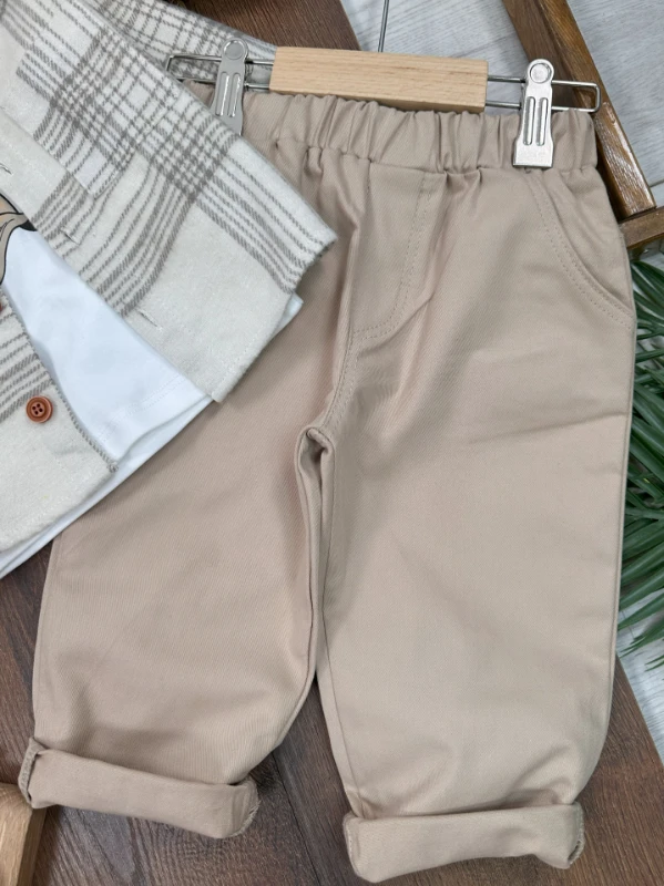 Oduncu Gömlek Şapkalı Oversize Hiphop Pantolon Badili 4lü Erkek Çocuk ve Bebek Takım