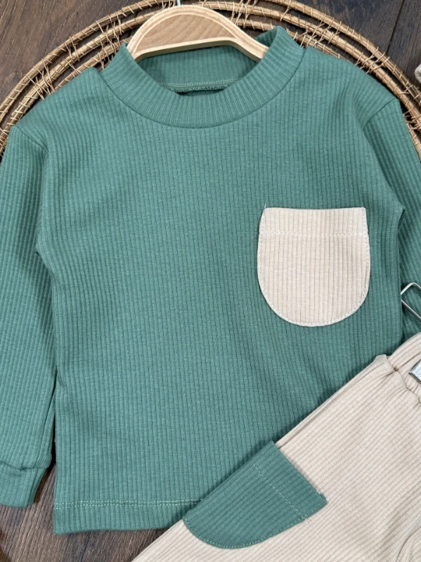 Kaşkorse Esnek Bereli Cep Detaylı 3lü Erkek Bebek Takım