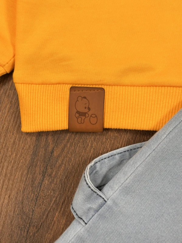 Nakışlı Arma Detaylı Likralı Kot Pantolon Erkek Bebek/Çocuk Takım