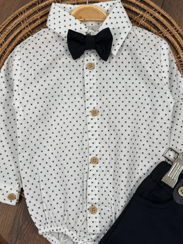 Askı Kemerli Papyonlu Alttan Çıtçıtlı Erkek Bebek Takım