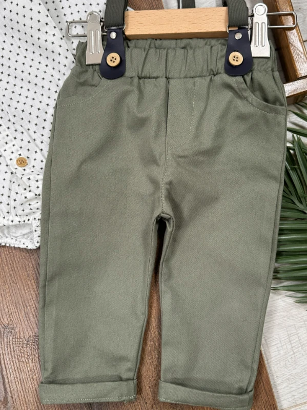 Askı Kemerli Papyonlu Alttan Çıtçıtlı Erkek Bebek Takım