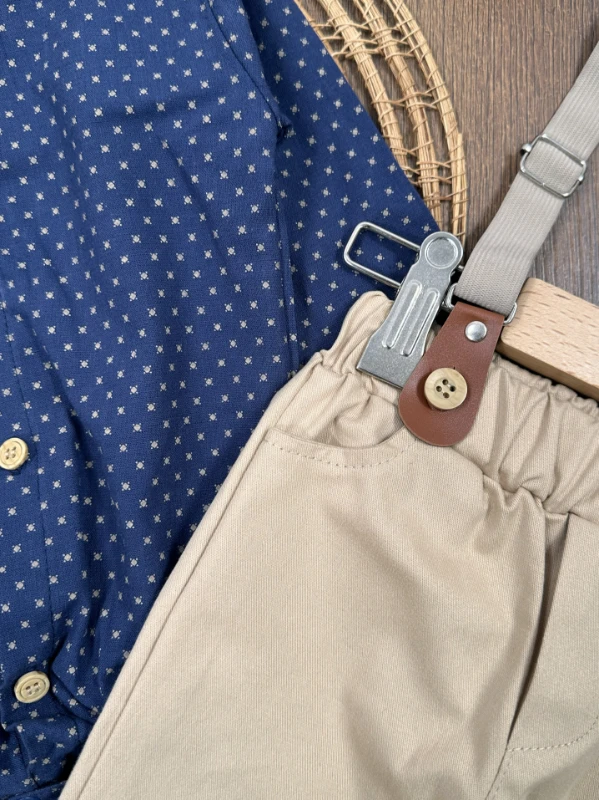 Askı Kemerli Papyonlu Alttan Çıtçıtlı Erkek Bebek Takım